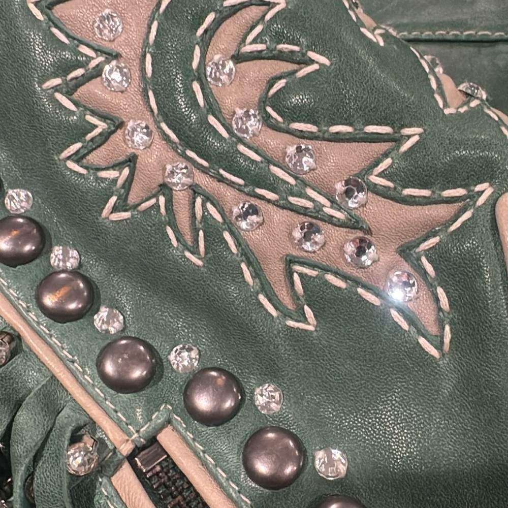 Double D Ranch Teal Studded Leather Jacket - Picture 2 of 6